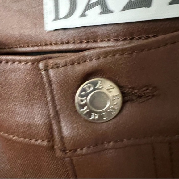 Daze Pants Size 32 Brown Faux Leather High Waist Crop Flare - Picture 9 of 11